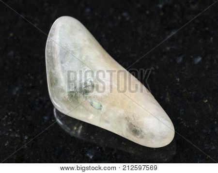 Tumbled Prasiolite (green Quartz) Gemstone On Dark