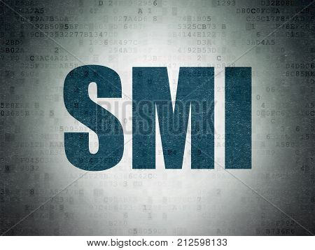 Stock market indexes concept: Painted blue word SMI on Digital Data Paper background
