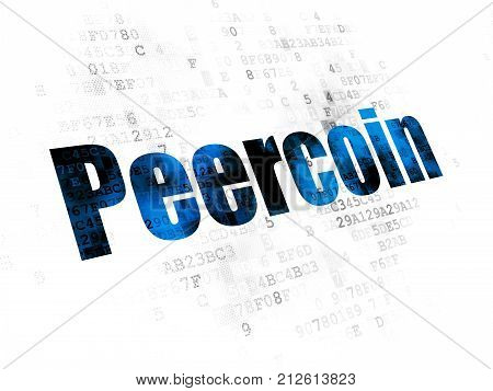 Blockchain concept: Pixelated blue text Peercoin on Digital background