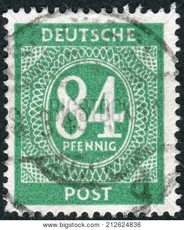 GERMANY - CIRCA 1946: Postage stamp printed in Germany shows the face value stamps circa 1946
