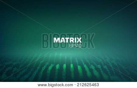 Abstract digital grid. Bit matrix cyberspace. Coding process. Futuristic data stream