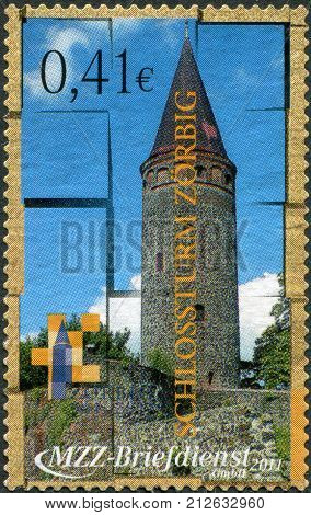 GERMANY - CIRCA 2011: A stamp printed in Germany (non-state postal company MZZ) shows Castle Zoerbig circa 2011