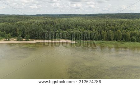Plateliai Lake Lithuania Aerial Drone Top View