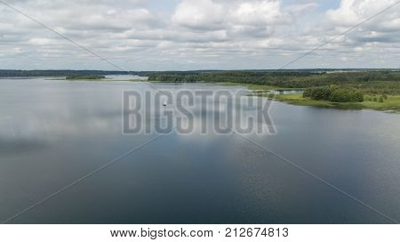 Plateliai Lake Lithuania Aerial Drone Top View