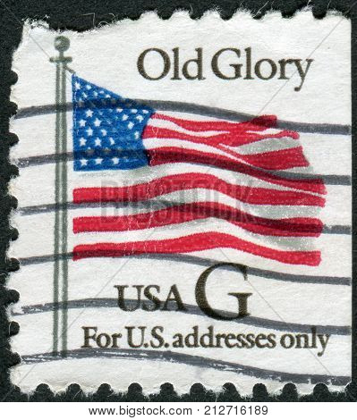USA - CIRCA 1994: Postage stamp printed in the USA (For US adresses only) shows the U.S. national flag Old Glory circa 1994