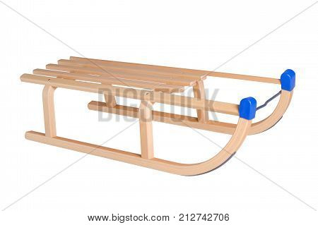 traditional wooden sleigh isolated on white background