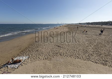 The Beach Of Malvarrosa From Valencia