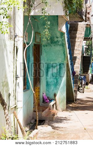 Traditional house colorful colored in samll village in India
