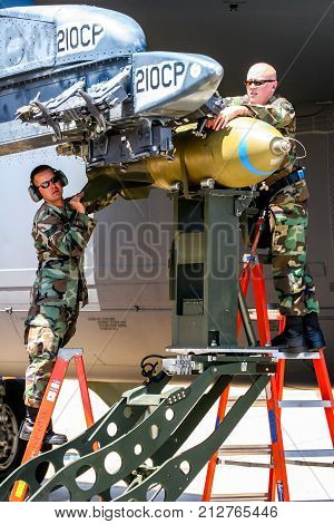 Loading Bombs On B-52 Bomber