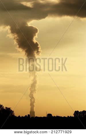 Exhaust Of Cooling Tower Of Isar Nuclear Power Plant In Germany