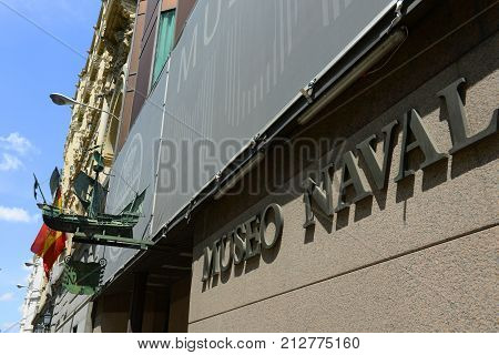 MADRID - JUN. 6, 2013: Museo Naval in English Naval Museum is a part of Minister of Defence in Madrid, Spain. This museum displays famous model ships in Spanish history.
