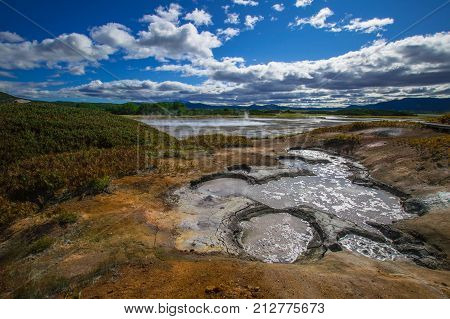 Acid Lake In Uzon's Volcano Caldera. Kamchatka, Russia.