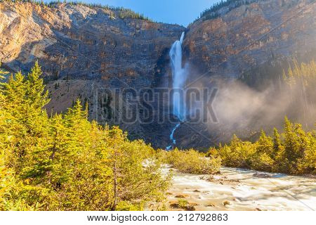 Takakkaw falls Yoho National Park in summer