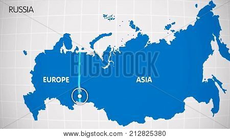 The Division Of Europe And Asia On The Map. The City Ekaterinburg Divides Europe And Asia. Eurasia O
