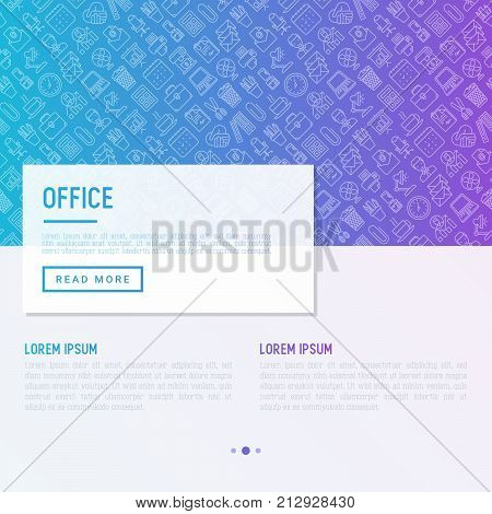 Office concept with thin line icons of manager, coffee machine, chair, career growth, e-mail, folders, watercooler, lamp. Vector illustration for banner, web page, print media.