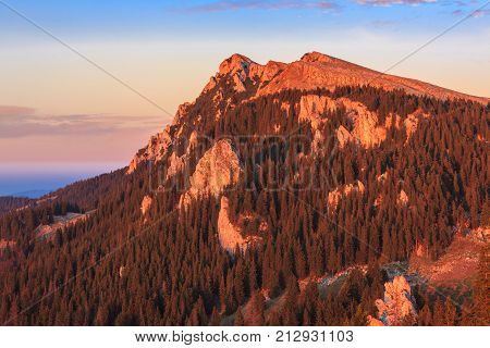 sunset in the Buila Vanturarita Mountains Romania