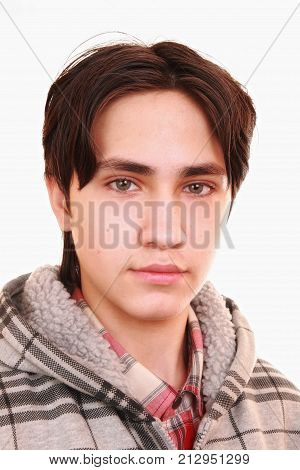 15 year old pensive teenager in a warmed jacket