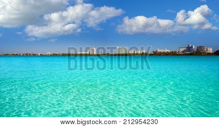 Cancun Hotel Zone at Nichupte lagoon in Mexico