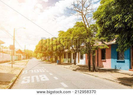 Street in residential area of Talca during sunny day Chile