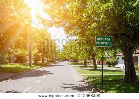 Street in residential area of Talca during sunny day Chile