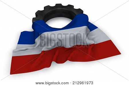 gear wheel and flag of schleswig-holstein - 3d rendering