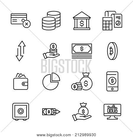Simple set of money related outline icons. Elements for mobile concept and web apps. Thin line vector icons for website design and development, app development. Premium pack.