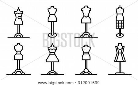Mannequin Icons Set. Outline Set Of Mannequin Vector Icons For Web Design Isolated On White Backgrou