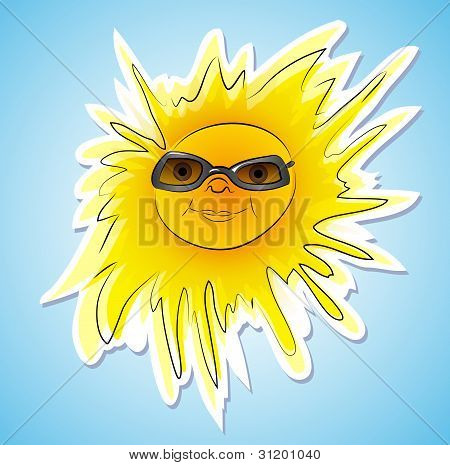 Sole d'estate felice con gli occhiali da sole