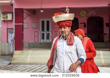 Deshnok, India - February 11, 2019: People Carry Offerings For Rats In Karni Mata Temple Or Rats Tem