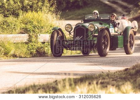 Pesaro Colle San Bartolo , Italy - May 17 - 2018 : Alfa Romeo 8c 2300 Monza 1933 On An Old Racing Ca