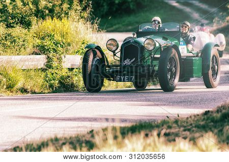 Pesaro Colle San Bartolo , Italy - May 17 - 2018 : Alfa Romeo 8c 2300 Monza 1933 On An Old Racing Ca