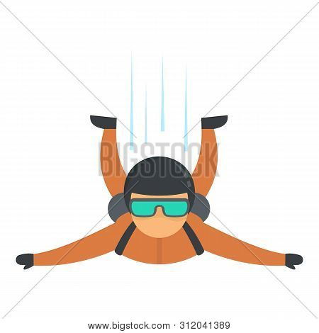 Skydiver Flying Icon. Flat Illustration Of Skydiver Flying Vector Icon For Web Design