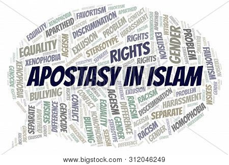 Apostasy In Islam - Type Of Discrimination - Word Cloud. Wordcloud Made With Text Only.