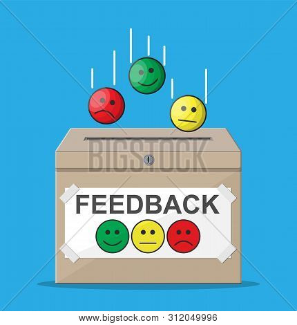 Rating Box. Reviews Smiles Faces. Testimonials, Rating, Feedback, Survey, Quality And Review. Vector