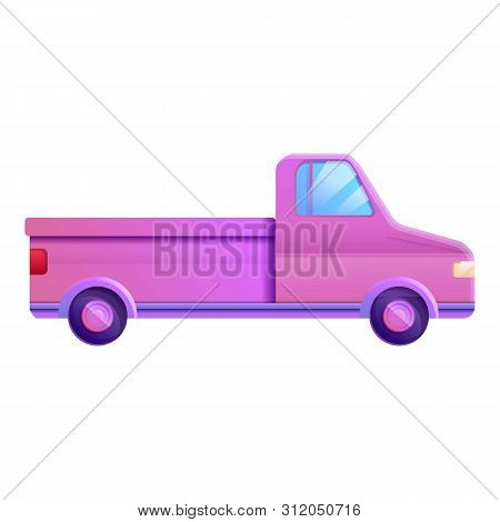 Pink Colorful Pickup Icon. Cartoon Of Pink Colorful Pickup Vector Icon For Web Design Isolated On Wh