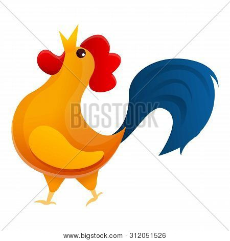 Singing Rooster Icon. Cartoon Of Singing Rooster Vector Icon For Web Design Isolated On White Backgr