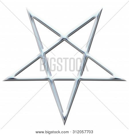 Reversed Pentagram Symbol. Wiccan Symbols- Cross Of Sulfur. Metal Runic Spell Circle. Satanic Sign, 