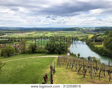 Rhine River Valley And Fertile Agricultural Fields, Buchberg - Canton Of Schaffhausen, Switzerland