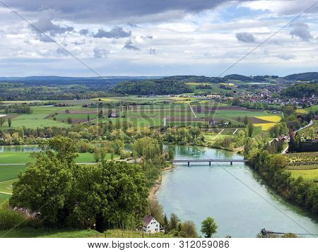 Rhine River Valley And Fertile Agricultural Fields, Buchberg - Canton Of Schaffhausen, Switzerland