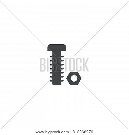 Nut And Bolt Vecvtor Icon Isolated On White Background