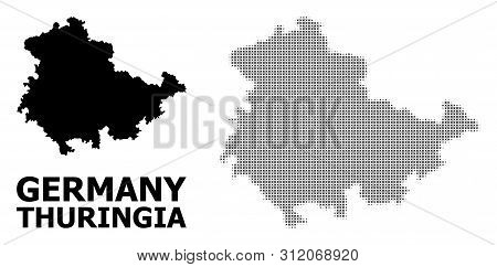 Halftone And Solid Map Of Thuringia State Composition Illustration. Vector Map Of Thuringia State Co