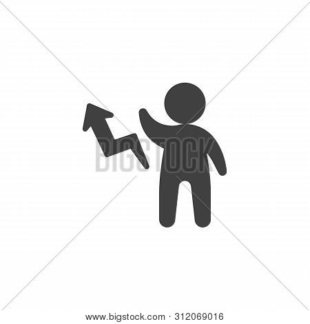 Businessman Chart Vector Icon. Filled Flat Sign For Mobile Concept And Web Design. Man With Increase