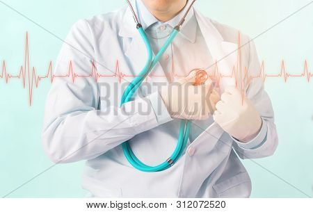 Doctor Listens Heart Pulse, Cardiology Symptoms Health