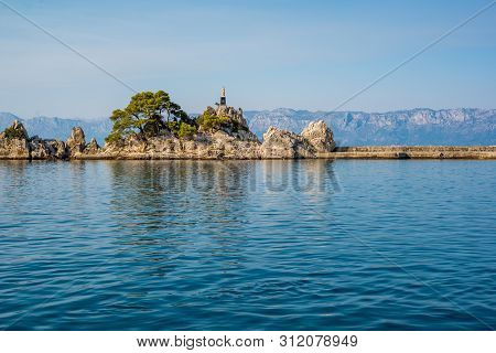 Statue In Port Small Vilage Trpanj In Dalmatia, Croatia; Peljesac Peninsula