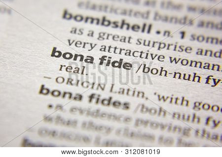 Word Or Phrase Bona Fide In A Dictionary