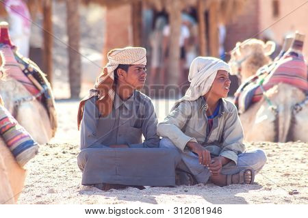 Egypt, Hurghada, 12 May 2019, Beduins Take A Rest In The Desert.