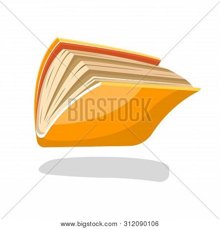 Semiopened Yellow Book Or Copybook In Paperback Falling Down Or Flying. Vector Cartoon Illustration 