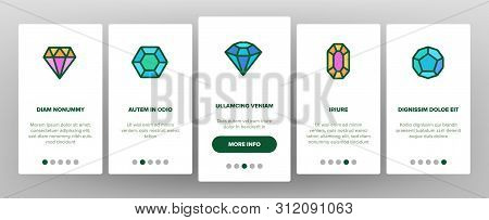Diamonds, Gems Vector Onboarding Mobile App Page Screen. Diamonds, Gems Cutting Types Linear. Precio