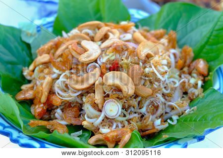 Thai Wing Bean Shrimp Salad With Boiled And Cashew Nut. Thai Spicy Salad.