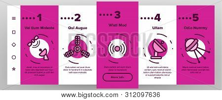 Orbital Sputnik Linear Vector Onboarding Mobile App Page Screen. Sputnik Thin Line Contour Symbols. 